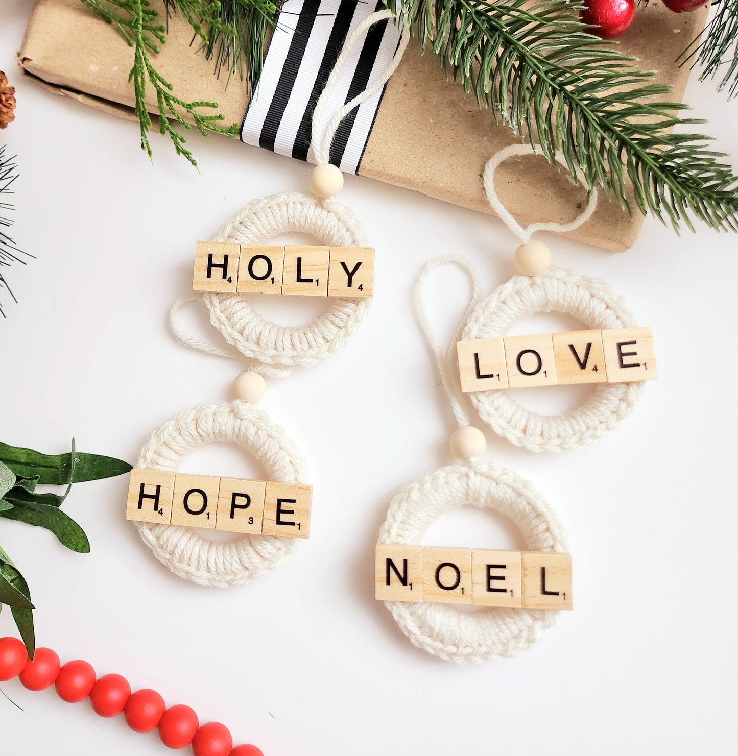 Scrabble Wreath Ornament